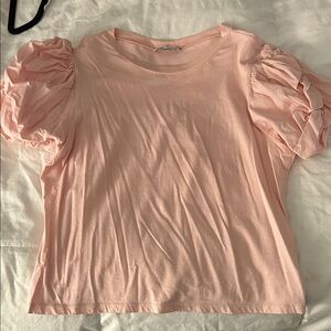 Zara Light Pink Puff Sleeve Tee